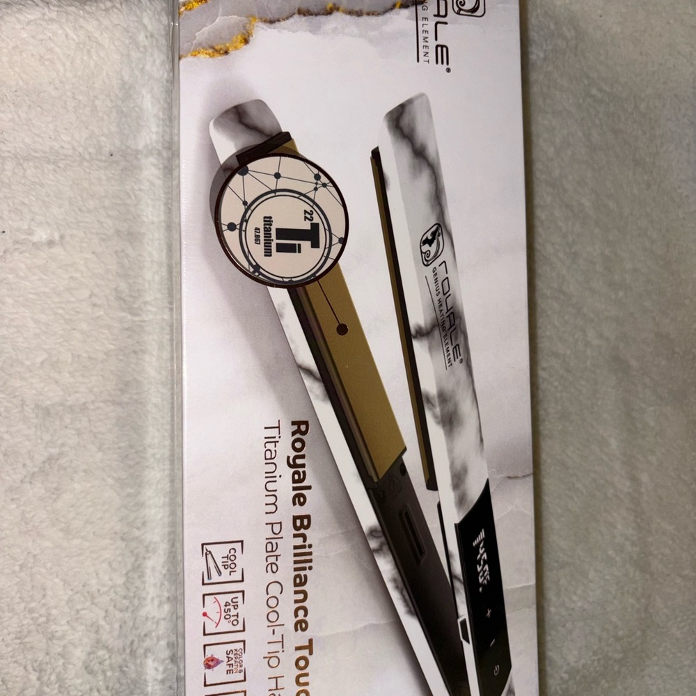 Royale Brilliance Touch Titanium Plate Hair Straightener - White Marble & Gold